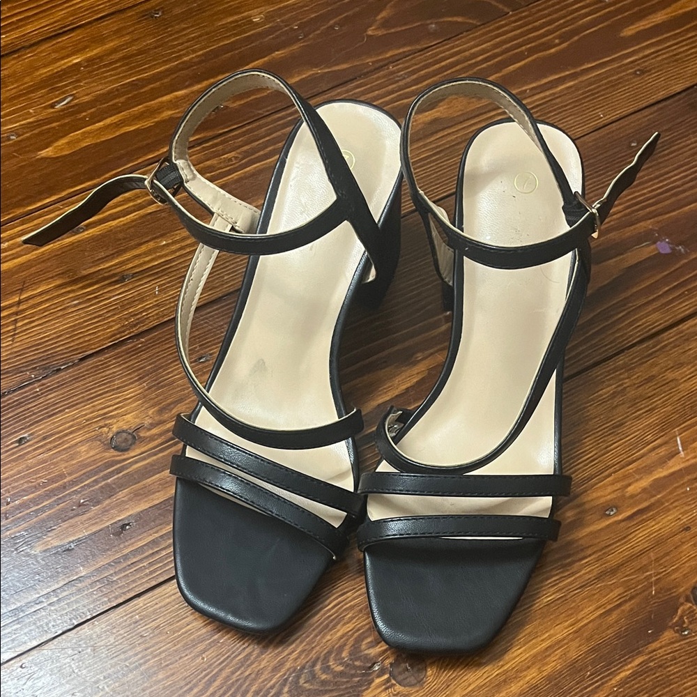 Black 2" heels with straps